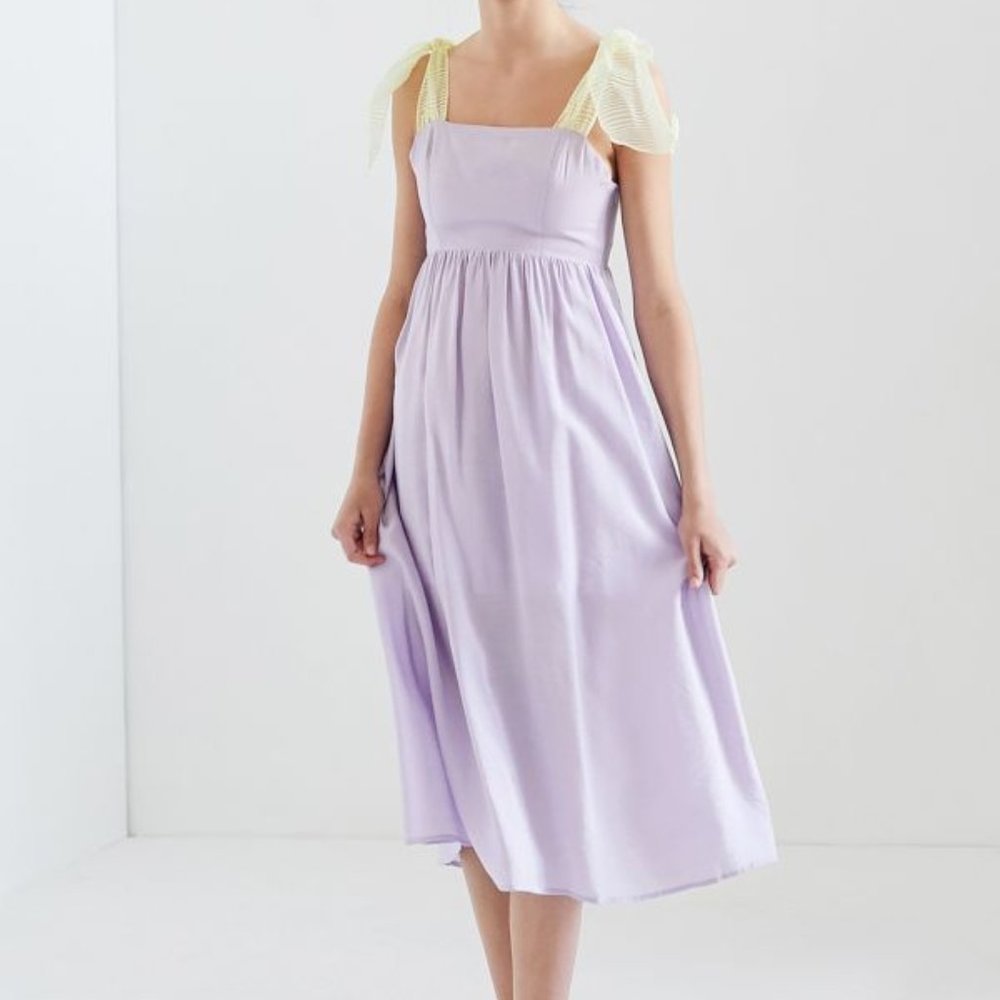 UO Organza Tie-Shoulder Midi Dress